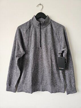 NWT LULULEMON BLK/WHT Grey Engineered Warmth Half Zip Top Men's XL